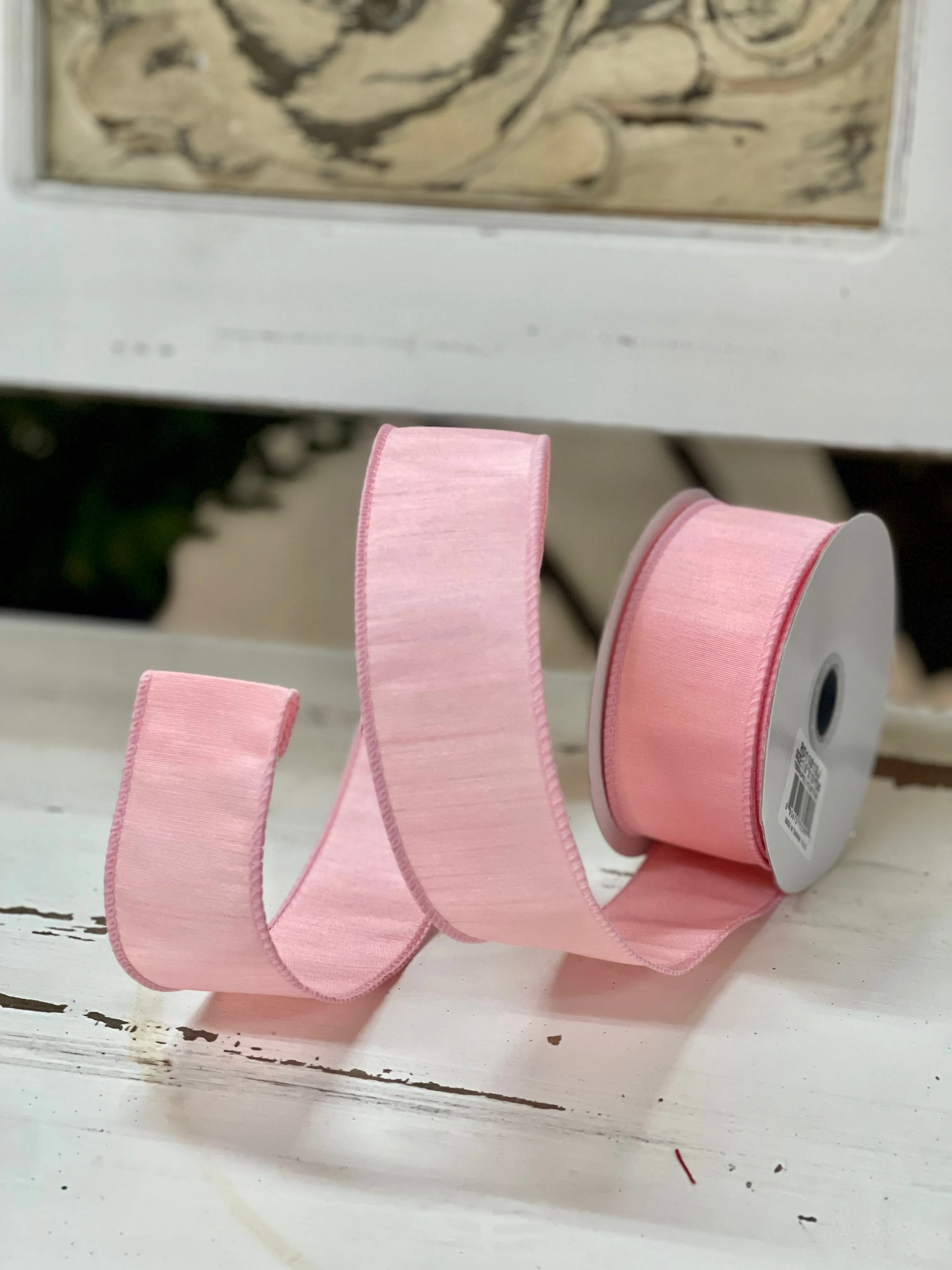 1.5 Inch By 10 Yard Soft Pink Dupioni Ribbon