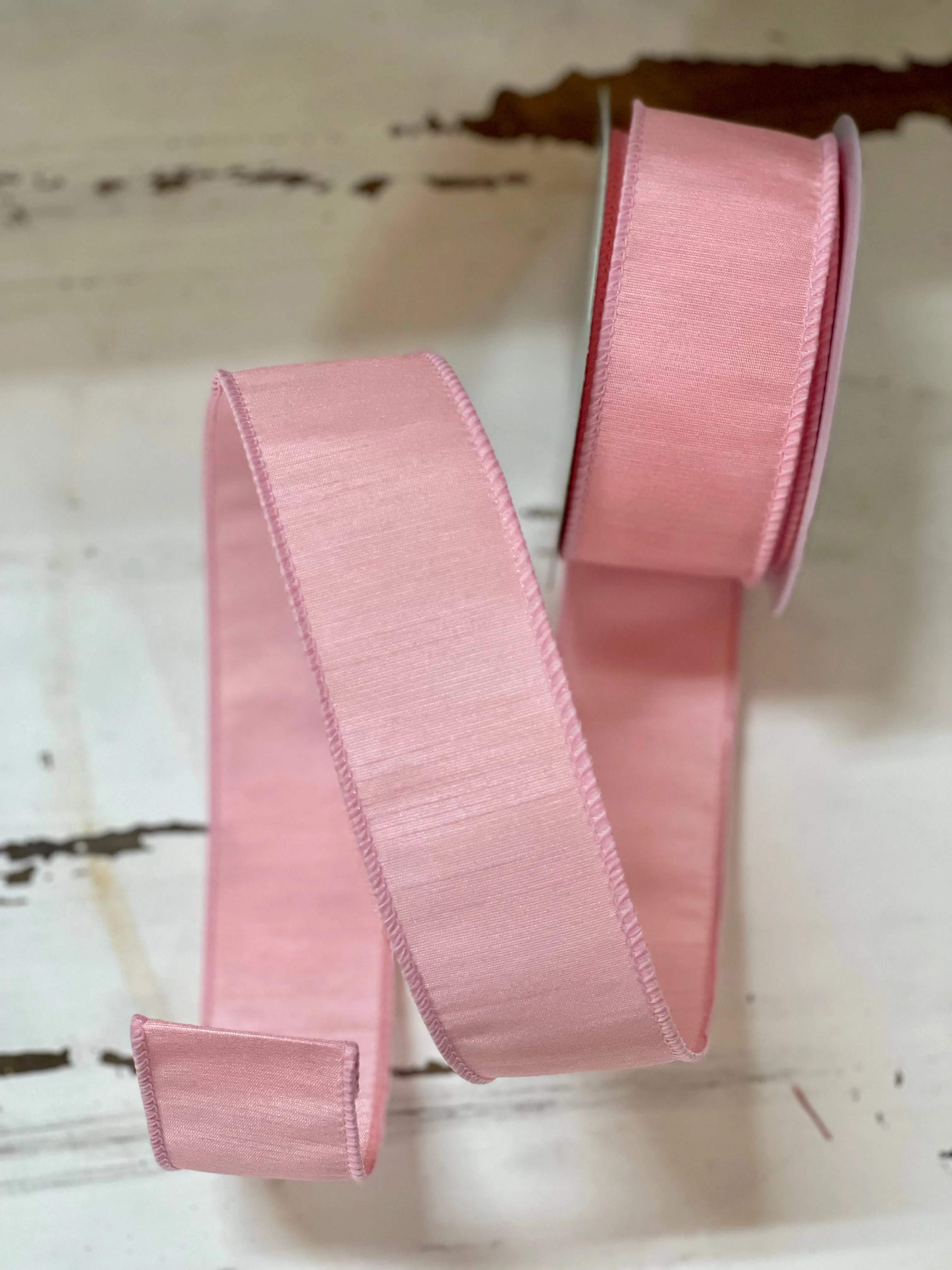 1.5 Inch By 10 Yard Soft Pink Dupioni Ribbon