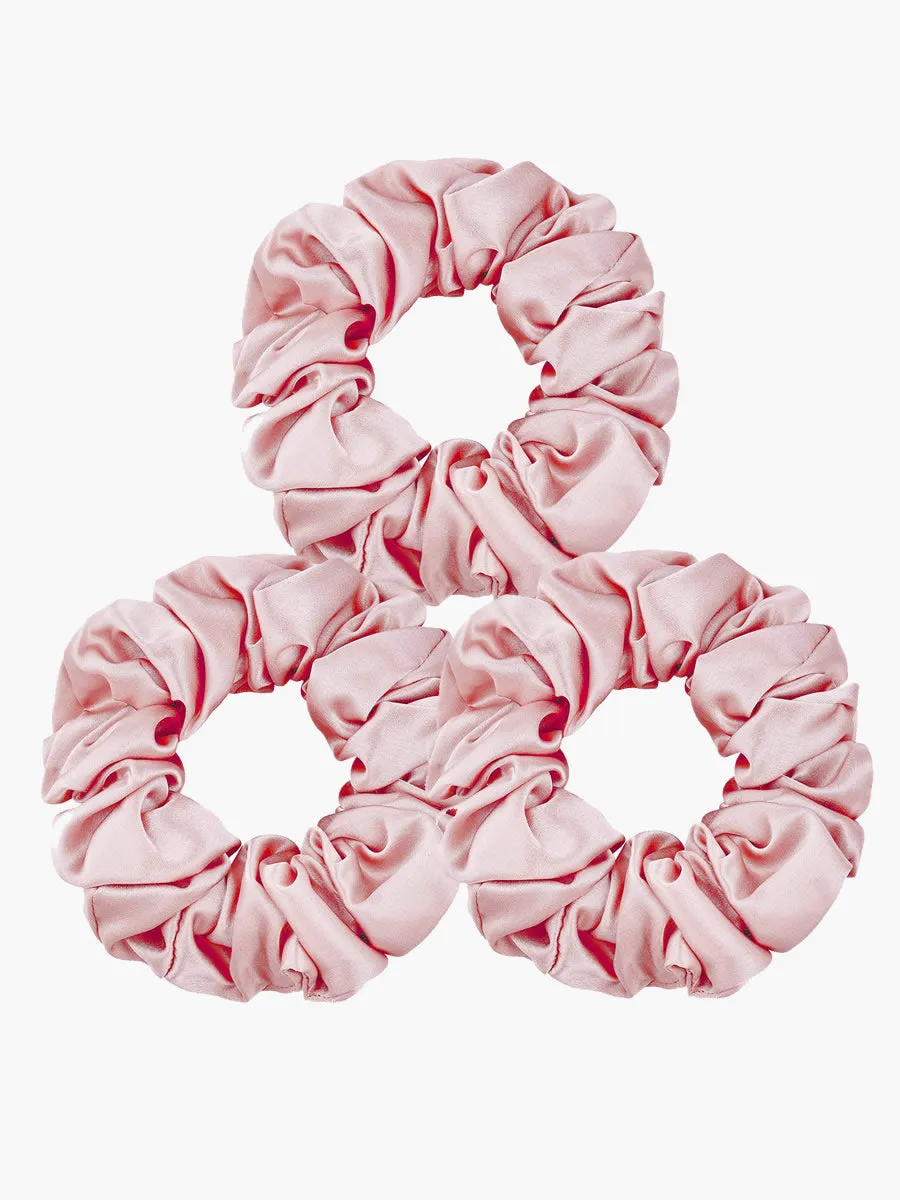 3Pcs Pure Silk Midnight Scrunchies Bundle - Middle - 3.5cm