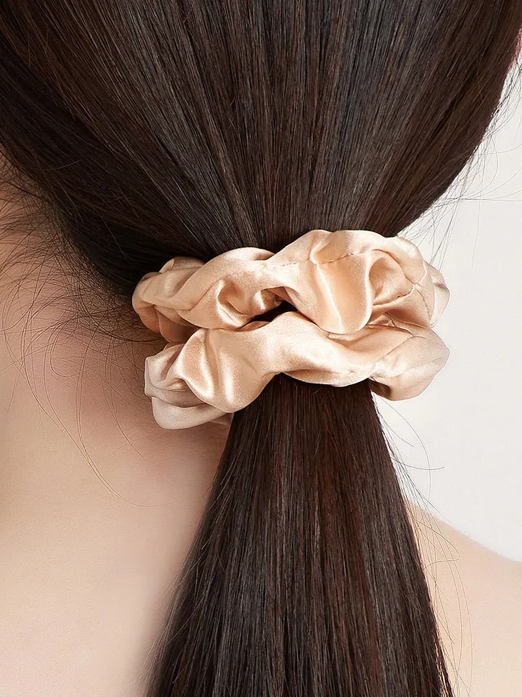 3Pcs Pure Silk Midnight Scrunchies Bundle - Middle - 3.5cm