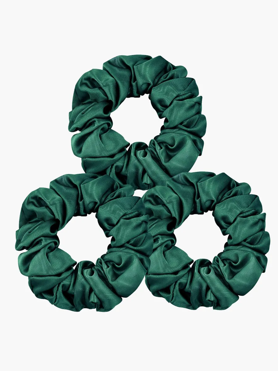 3Pcs Pure Silk Midnight Scrunchies Bundle - Middle - 3.5cm