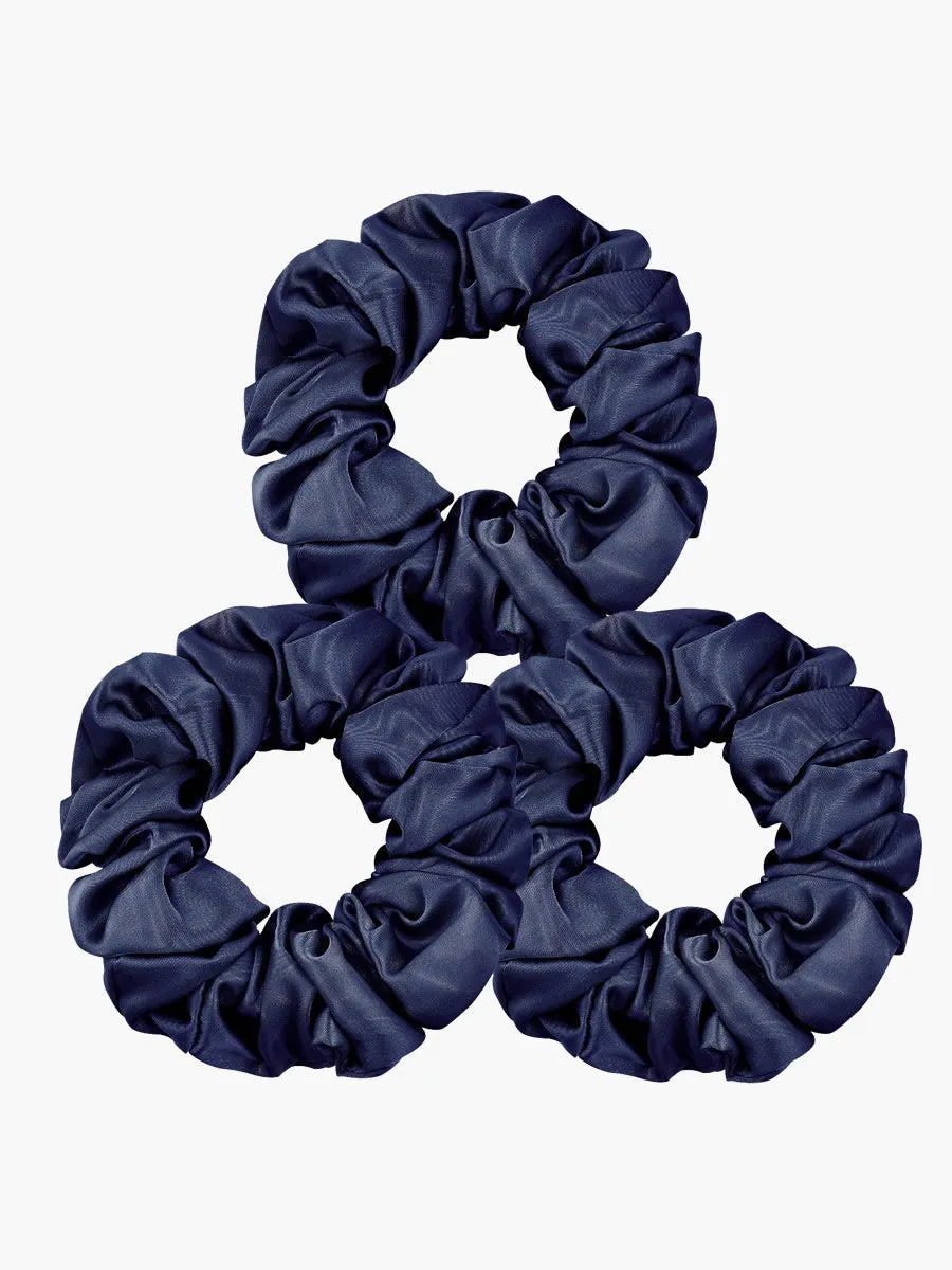 3Pcs Pure Silk Midnight Scrunchies Bundle - Middle - 3.5cm
