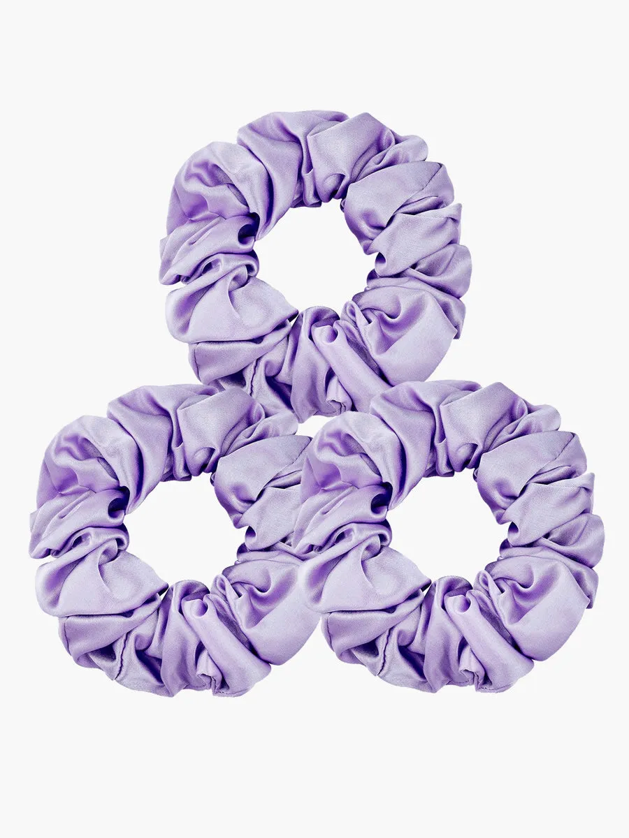 3Pcs Pure Silk Midnight Scrunchies Bundle - Middle - 3.5cm