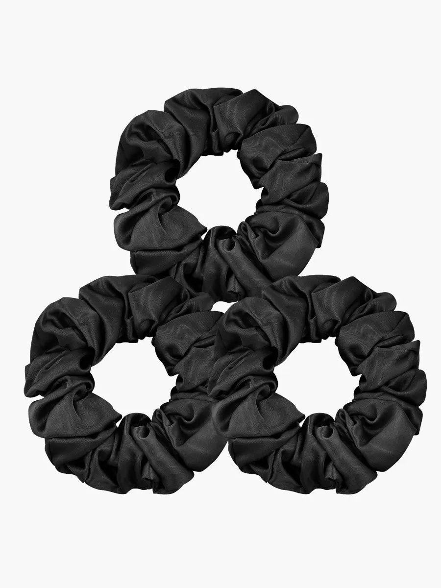 3Pcs Pure Silk Midnight Scrunchies Bundle - Middle - 3.5cm