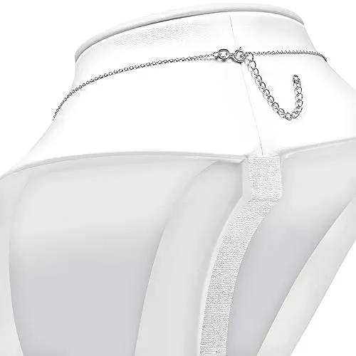 925 Sterling Silver White Blue CZ Evil Eye Protection Pendant Necklace