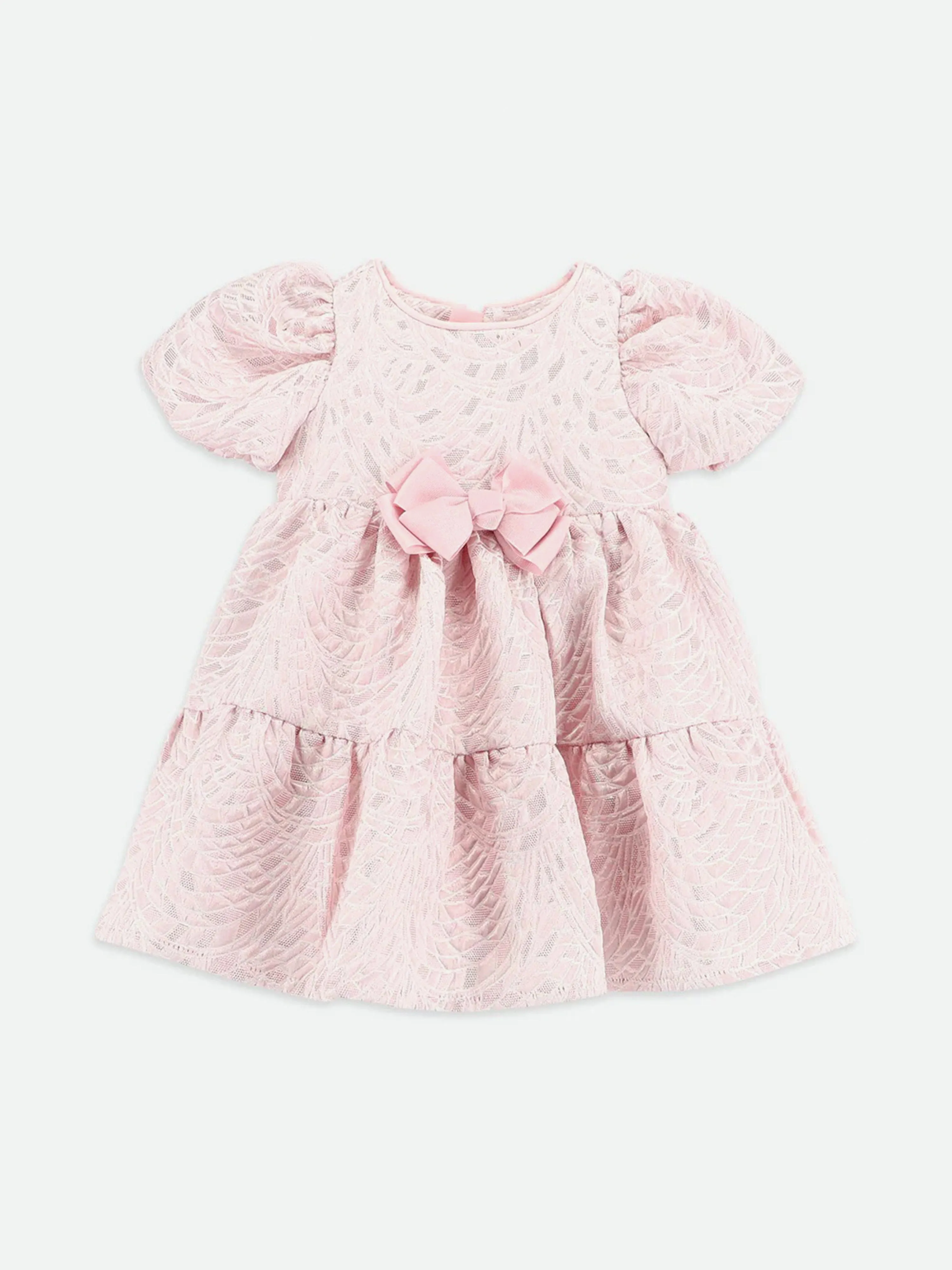 Angels Face Baby Girls Jordan Jacqurd Tiered Dress in Pink
