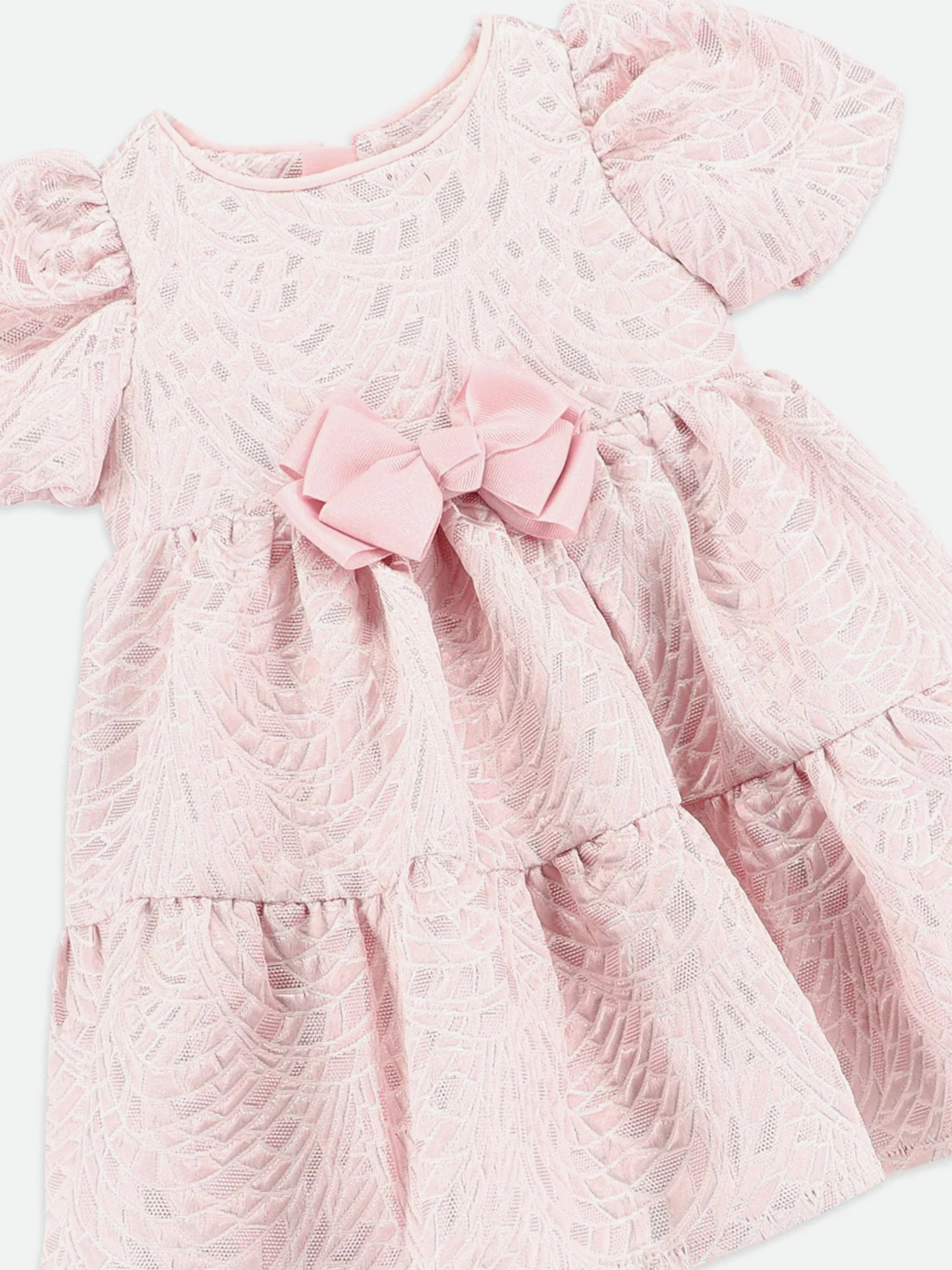Angels Face Baby Girls Jordan Jacqurd Tiered Dress in Pink