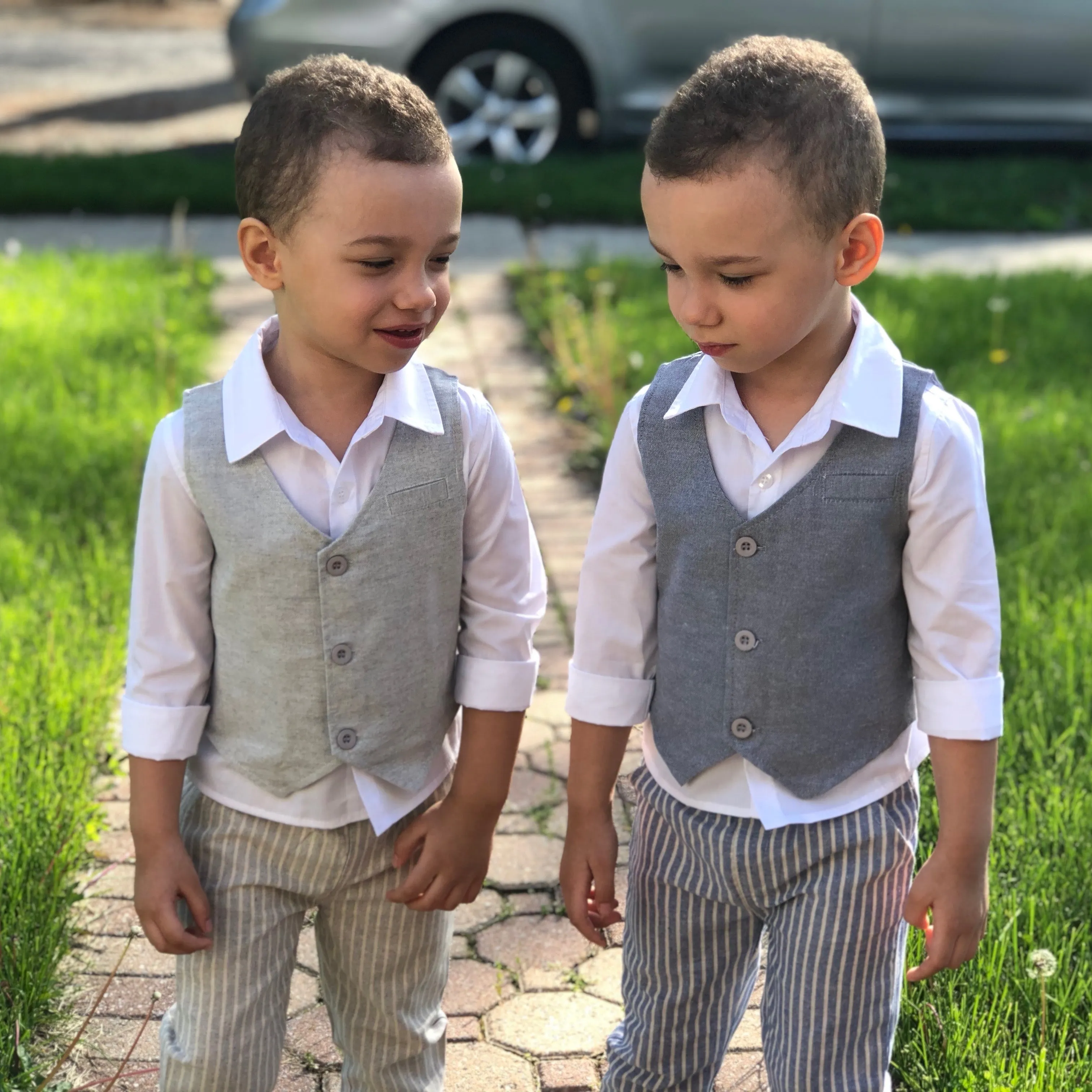 Baby Boy's formal 3 PCS set. Light Gray.