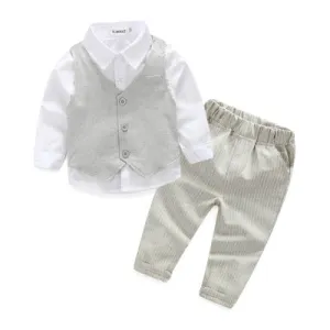 Baby Boy's formal 3 PCS set. Light Gray.