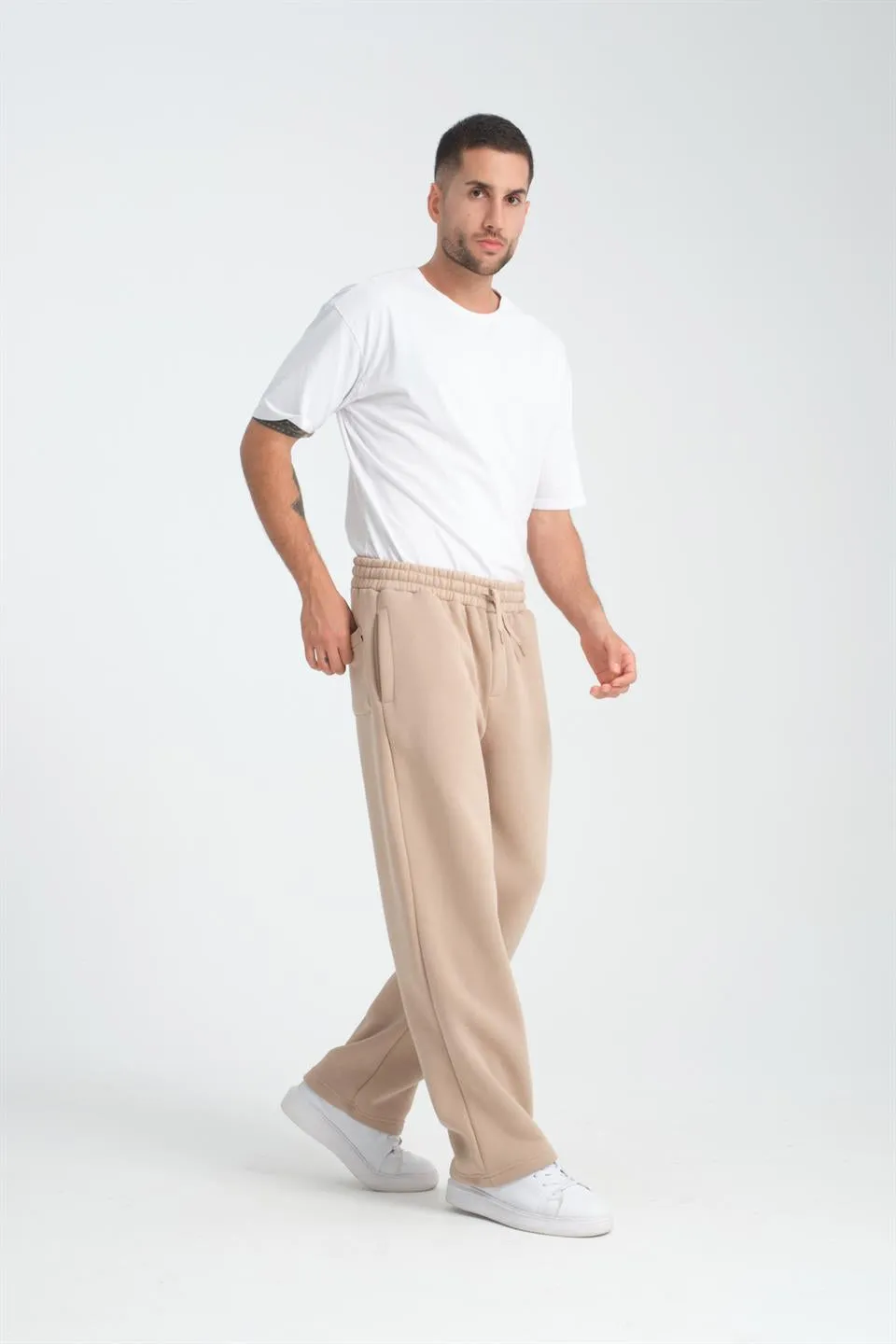 baggy kalip 3 iplik şardonlu erkek eşofman alti