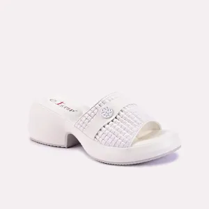 Bea White Chunky Heel Slippers 0412679
