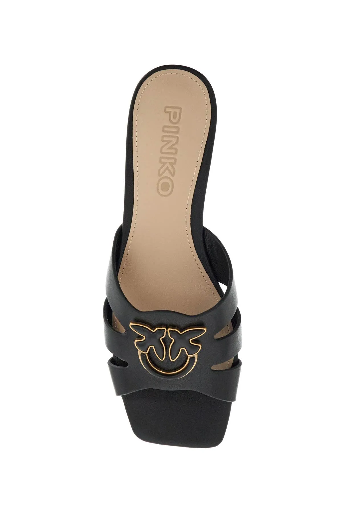 BLACK NAPPA SLIPPERS WITH PERFORATED DETAILS
