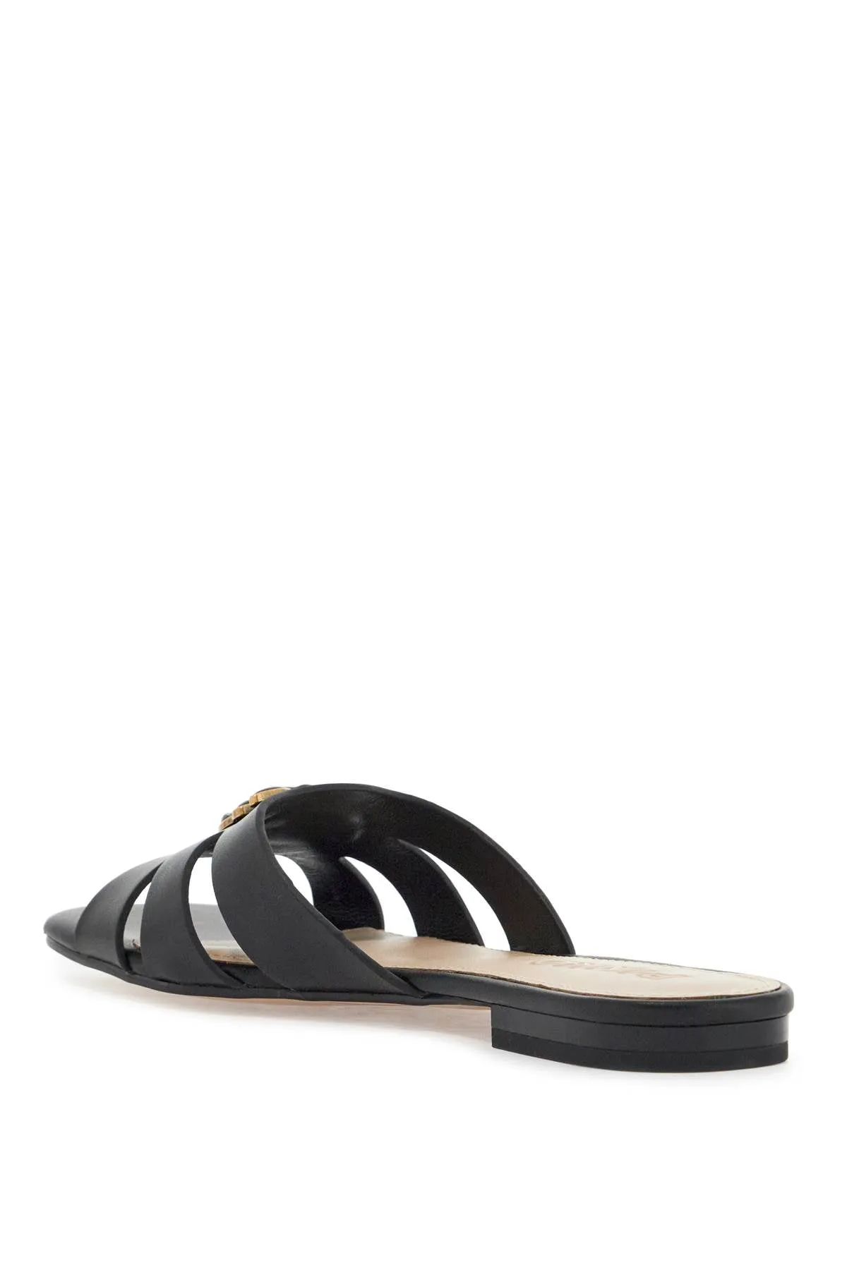 BLACK NAPPA SLIPPERS WITH PERFORATED DETAILS