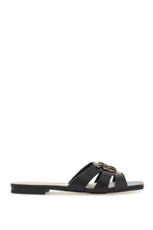 BLACK NAPPA SLIPPERS WITH PERFORATED DETAILS