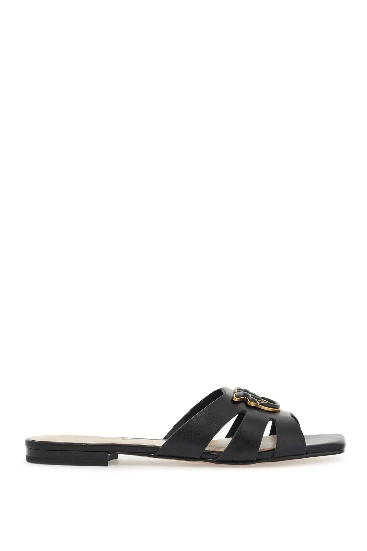 BLACK NAPPA SLIPPERS WITH PERFORATED DETAILS