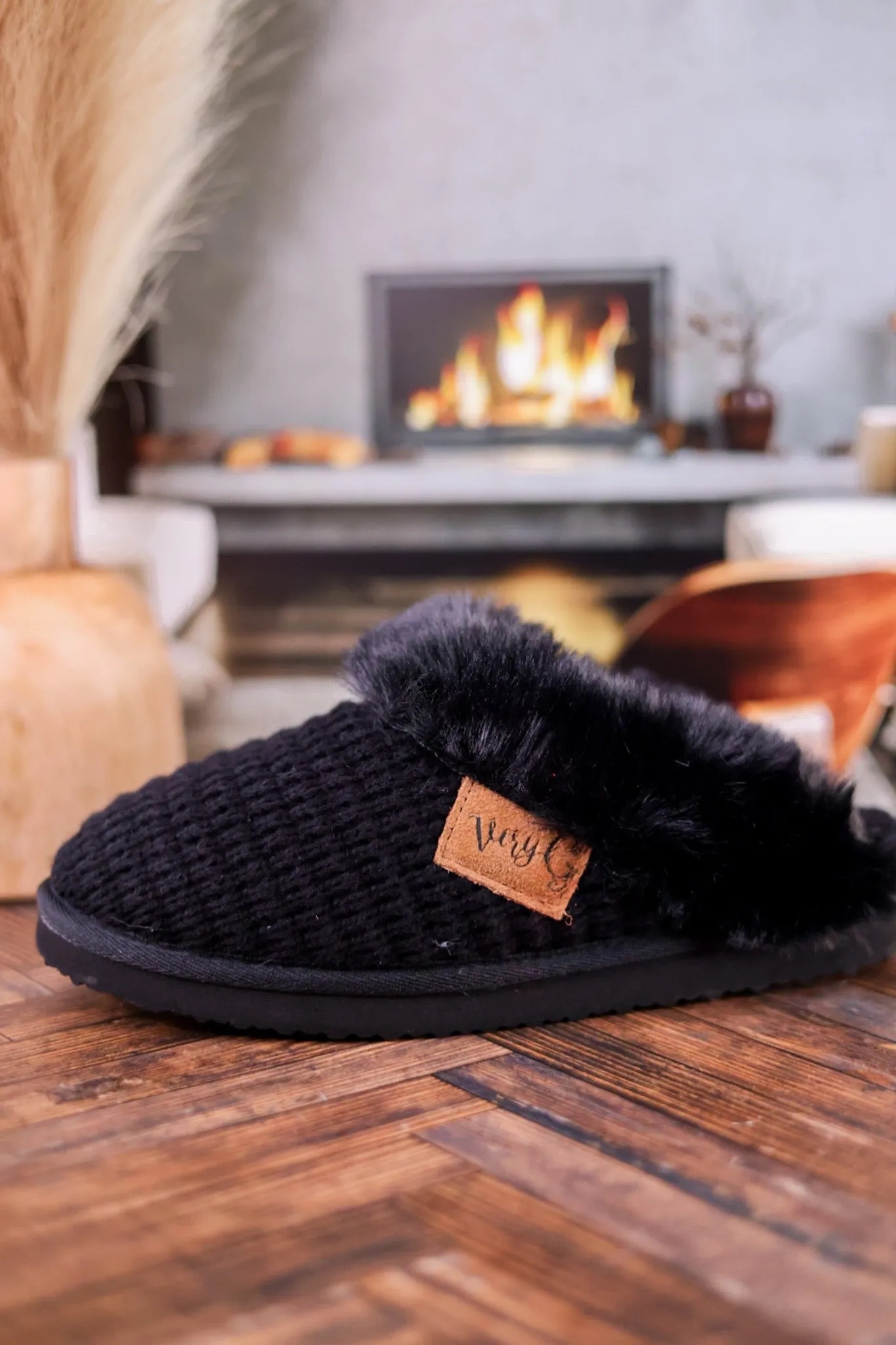 Black Sweater Slippers