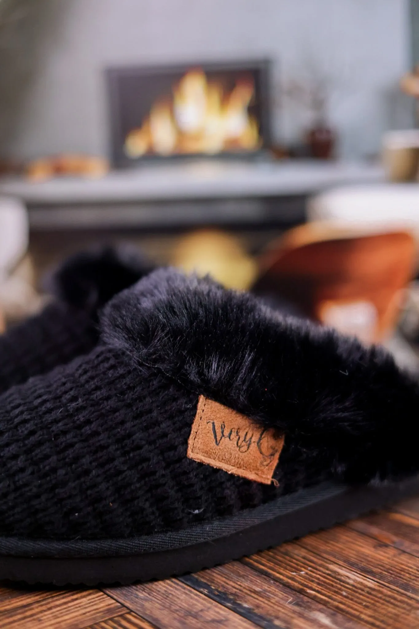 Black Sweater Slippers