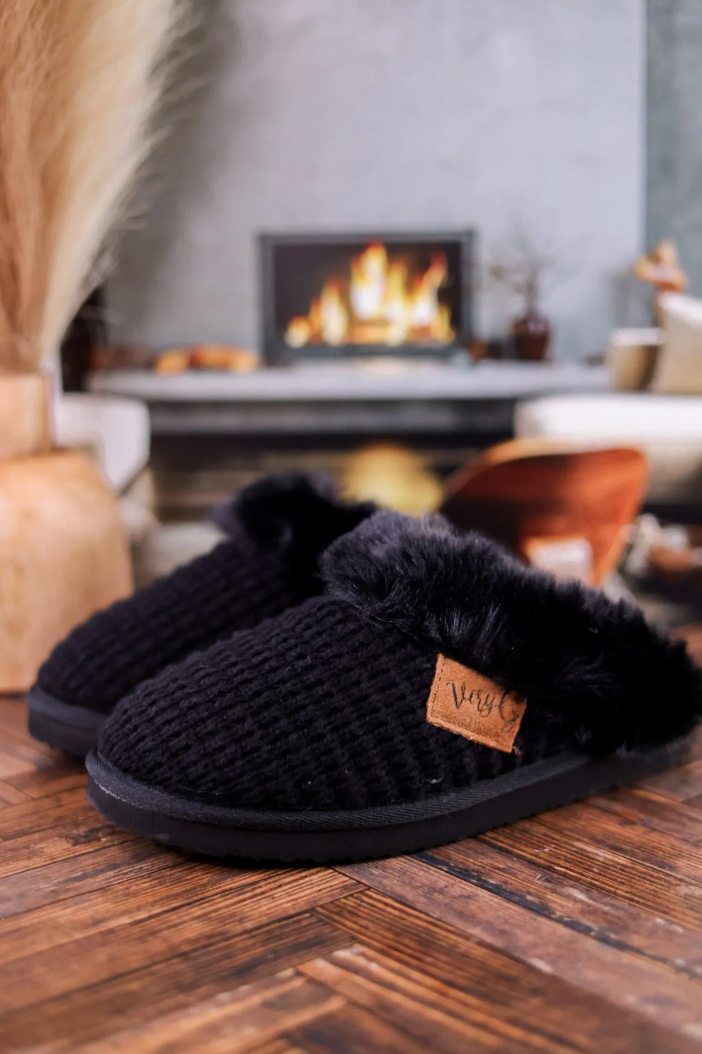 Black Sweater Slippers