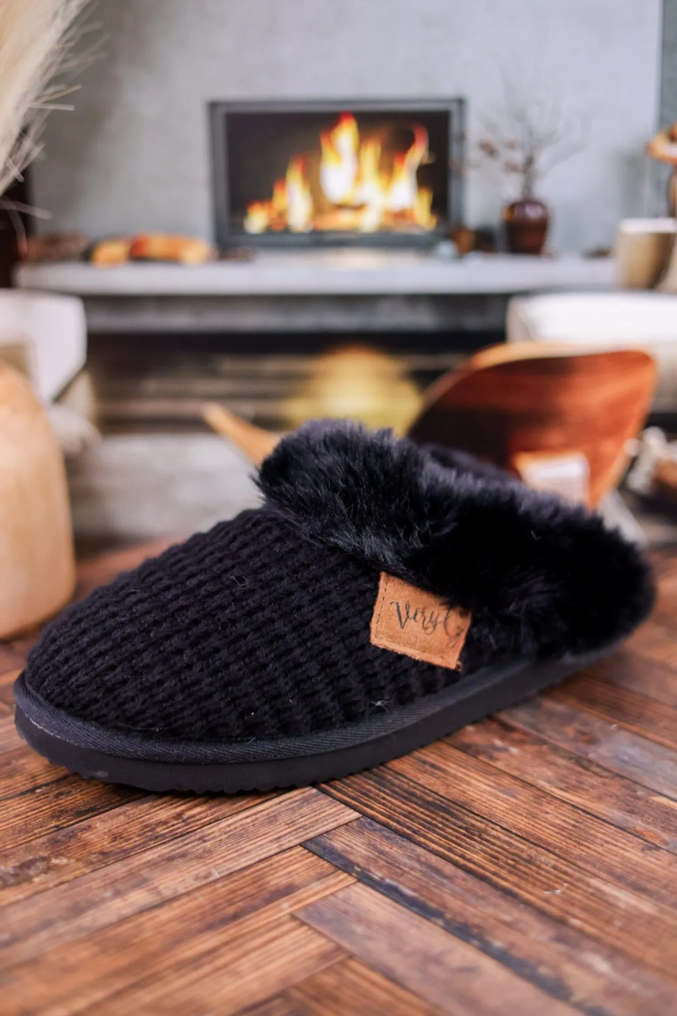Black Sweater Slippers