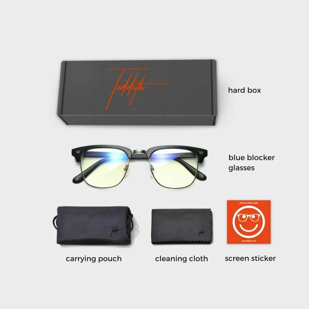 Blue Light Glasses for Computer Anti Glare Half Frame Clubmaster