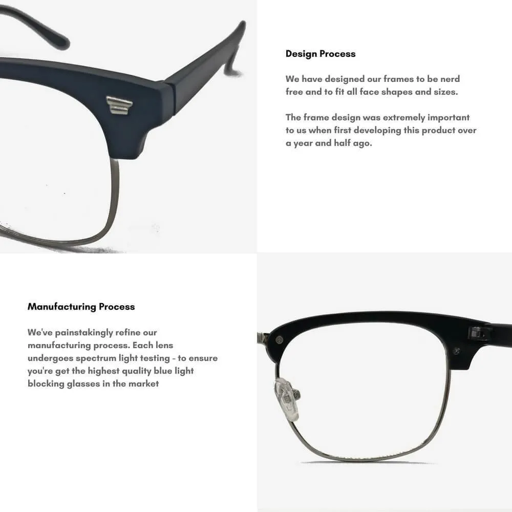 Blue Light Glasses for Computer Anti Glare Half Frame Clubmaster