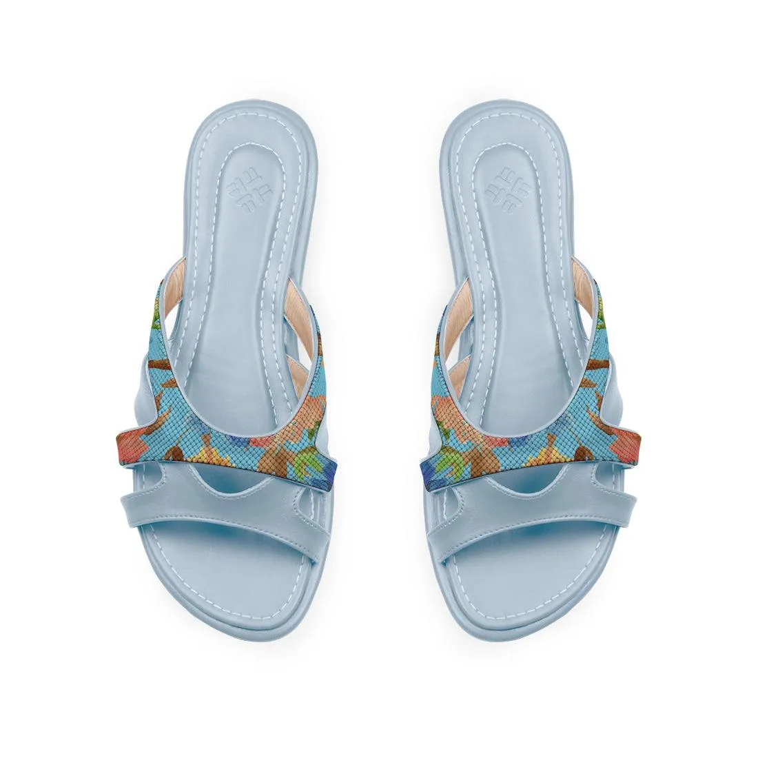 Blue Split Slipper Floral in blue