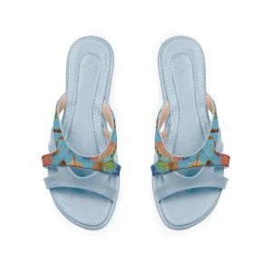 Blue Split Slipper Floral in blue