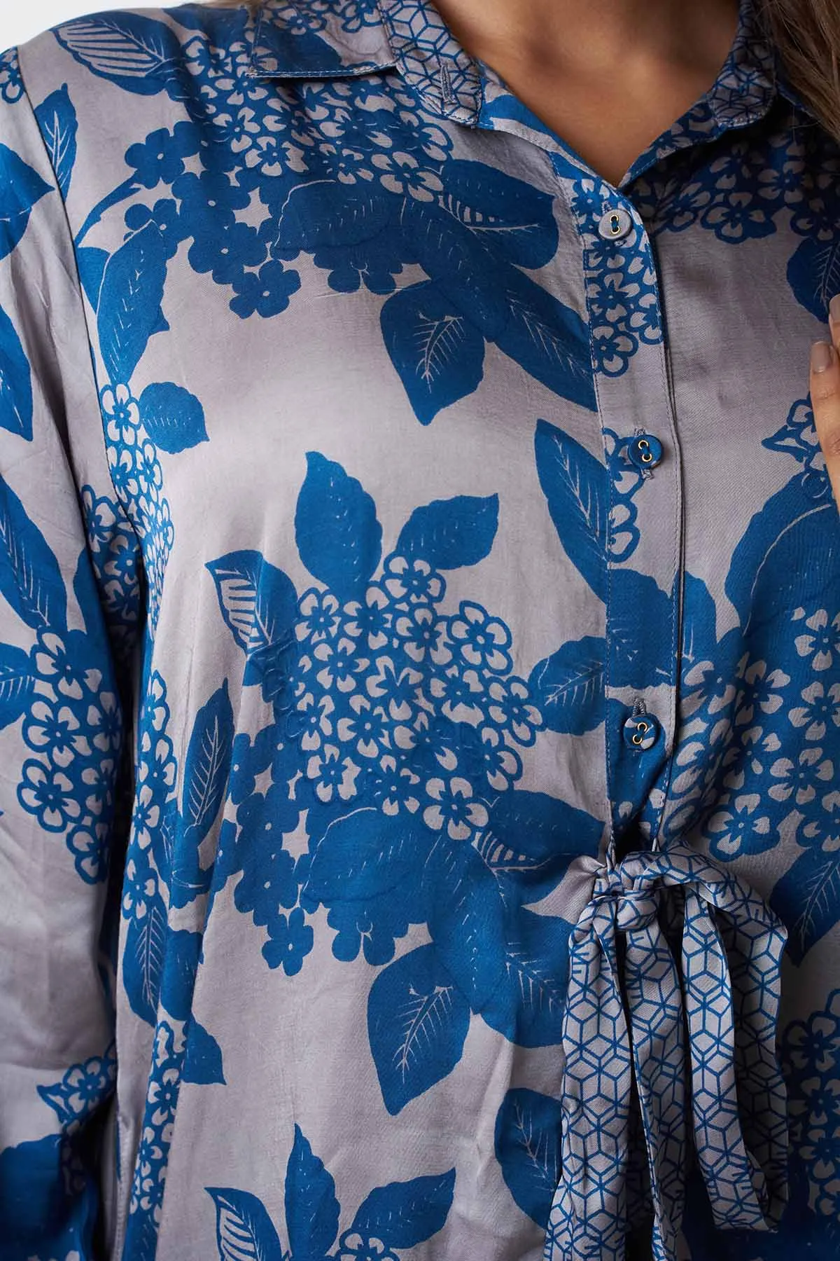 Blue Tie Up Printed Co-ord Set