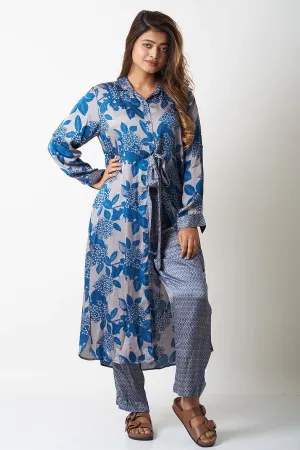 Blue Tie Up Printed Co-ord Set