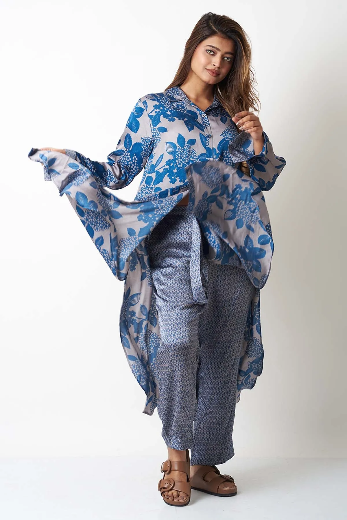 Blue Tie Up Printed Co-ord Set