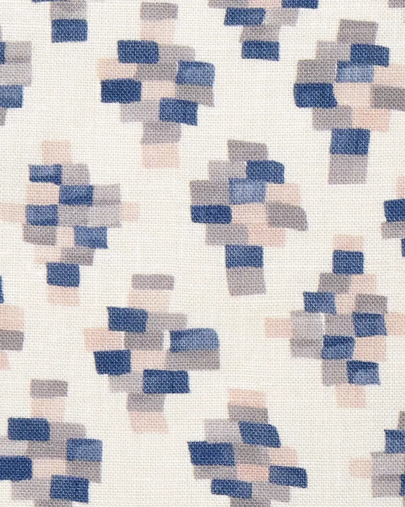 Bricks Fabric in Taupe/Blue