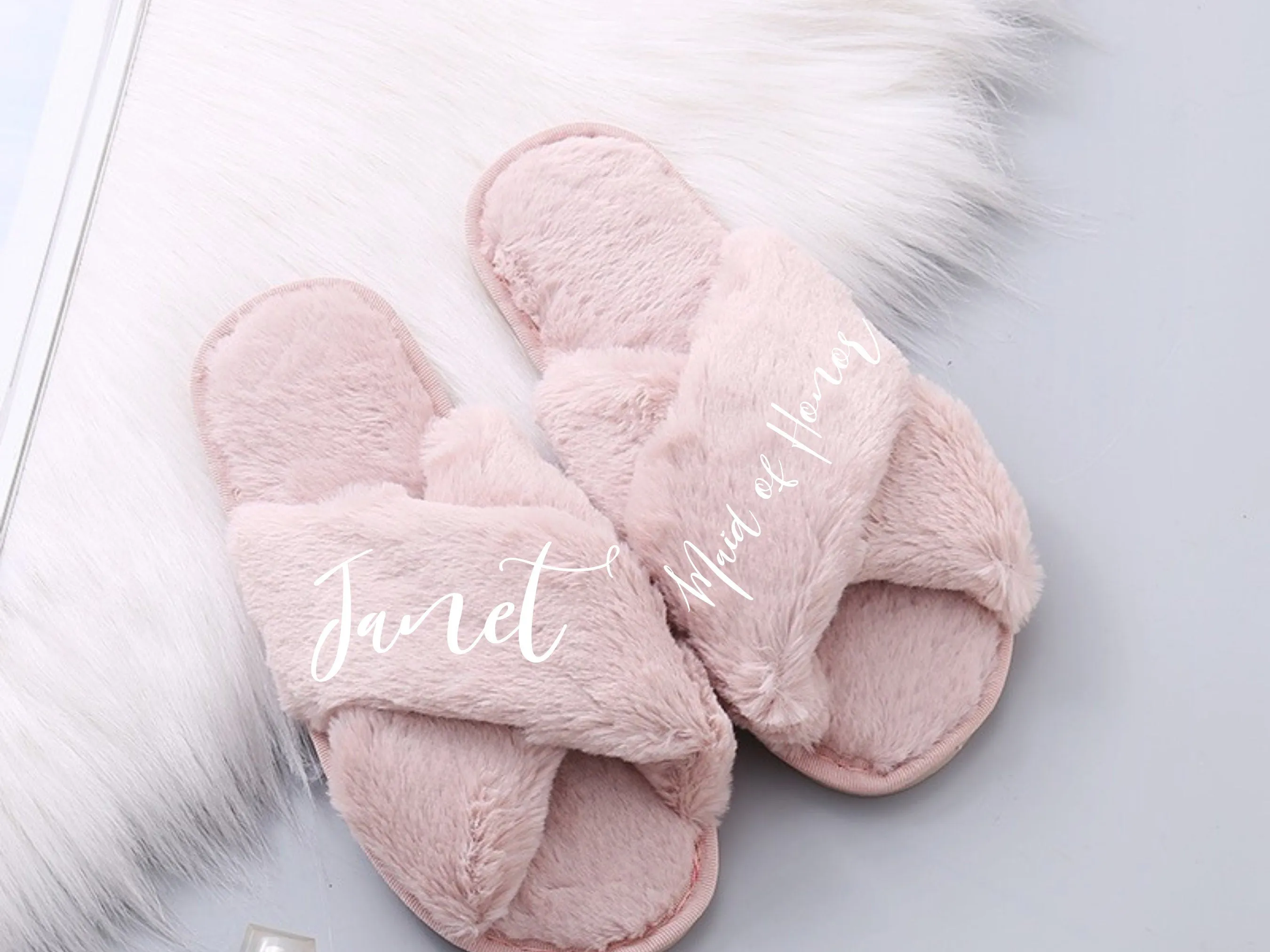 Bridesmaid Proposal | Personalized Fluffy Slippers | Fluffy Slippers| Custom Name Wedding Gifts | Gifts for Bridesmaids | Gifts to her
