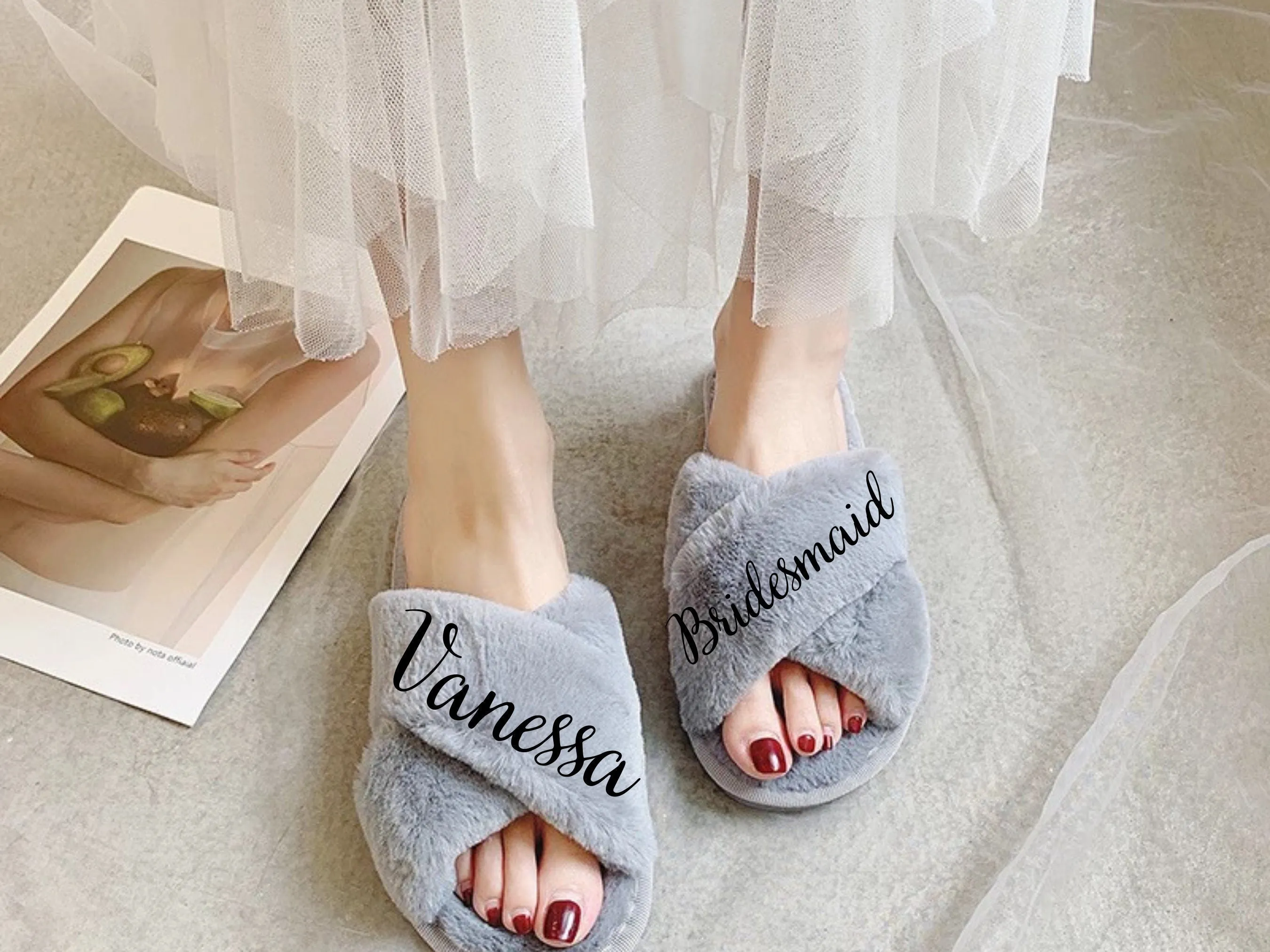 Bridesmaid Proposal | Personalized Fluffy Slippers | Fluffy Slippers| Custom Name Wedding Gifts | Gifts for Bridesmaids | Gifts to her