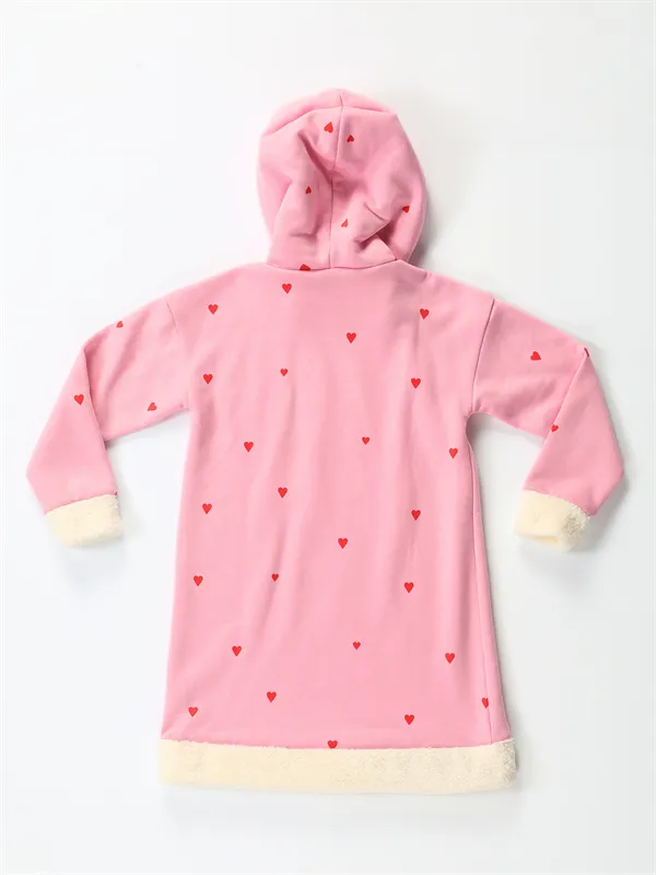 bunny pink yumoş kiz çocuk elbise