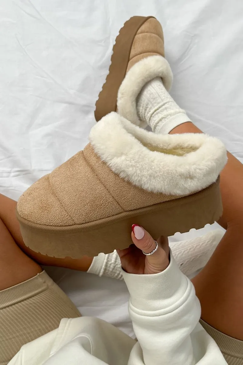 CLOUD Mini Platform Ankle Slippers - Beige