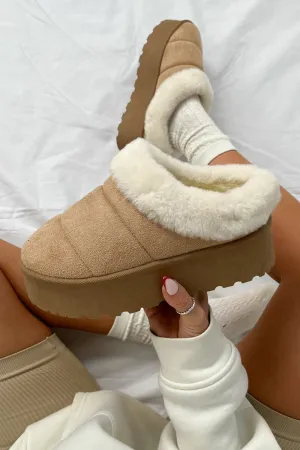 CLOUD Mini Platform Ankle Slippers - Beige