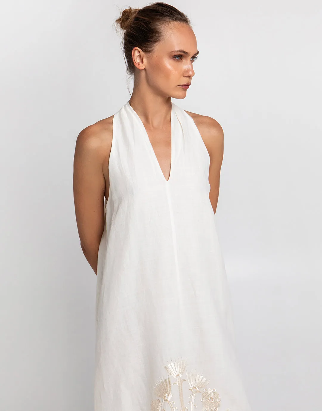 Crete Midi Dress - Natural and Champagne