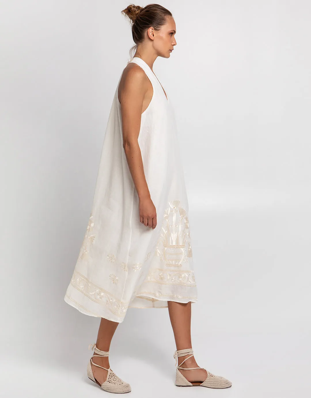 Crete Midi Dress - Natural and Champagne