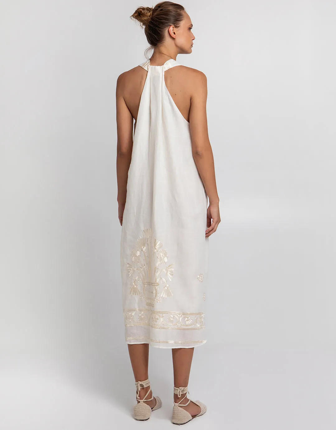 Crete Midi Dress - Natural and Champagne