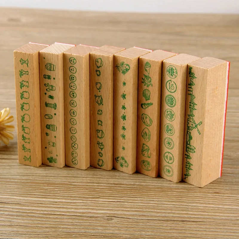 DIY Decoration Flower Border Long Wooden Rubber Stamp