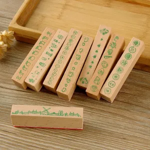 DIY Decoration Flower Border Long Wooden Rubber Stamp