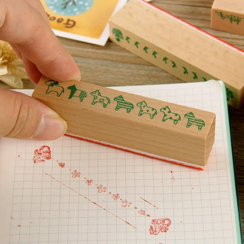DIY Decoration Flower Border Long Wooden Rubber Stamp