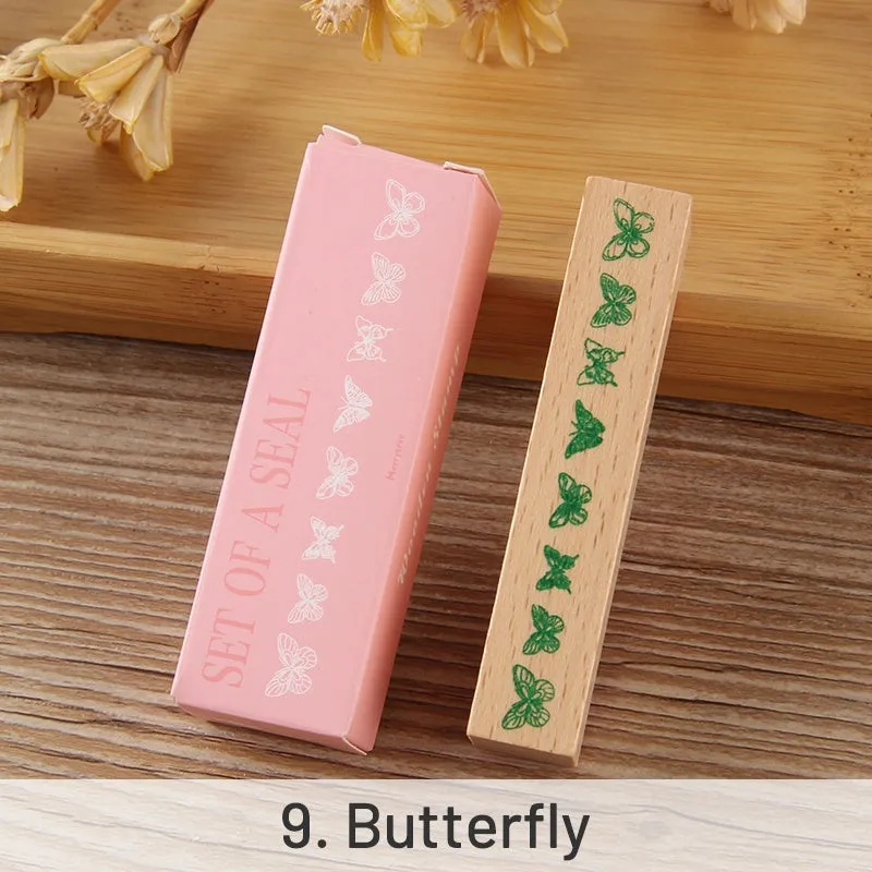DIY Decoration Flower Border Long Wooden Rubber Stamp