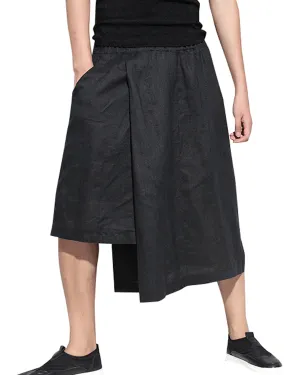 ellazhu Men Summer Casual Wide Leg Capri Pants GYM136
