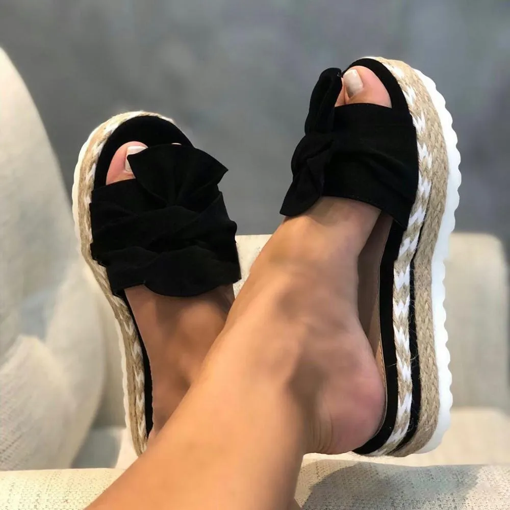 elveswallet Bow Platform Slipper