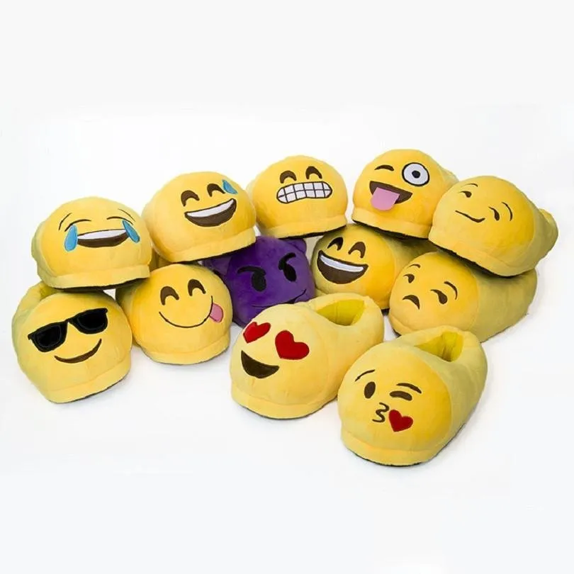 Emoticon - Smiley Shaped Plush Slippers (Fits Most Sizes)