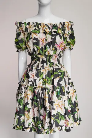 Floral printed Mini dress with elastic waist