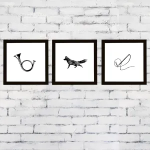 Fox Hunting Art Prints | 10x10" | Set of 3
