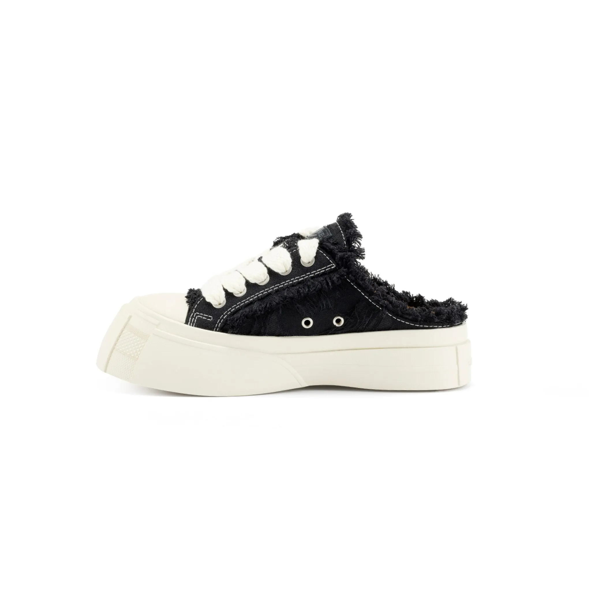Fringed Slippers in Black