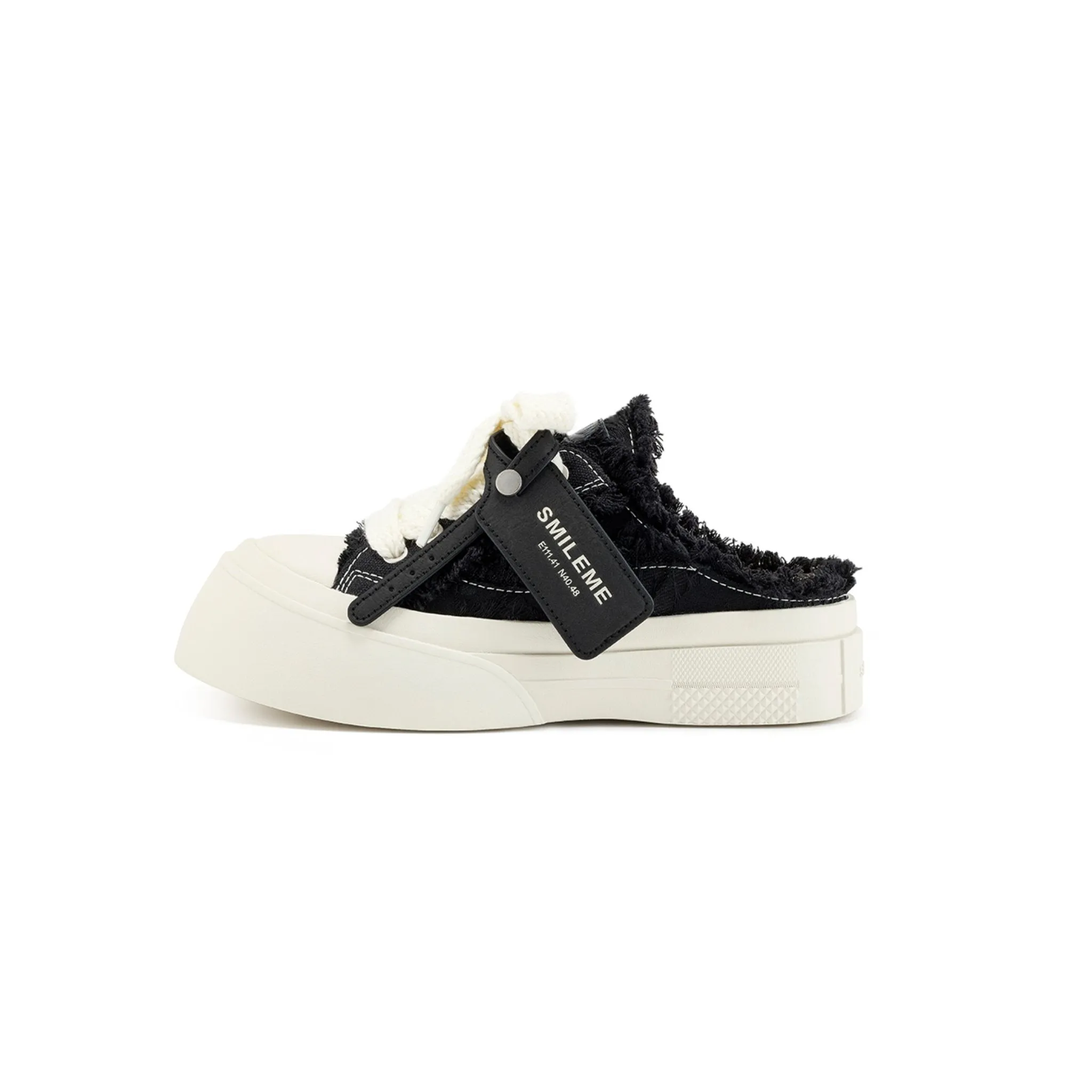 Fringed Slippers in Black